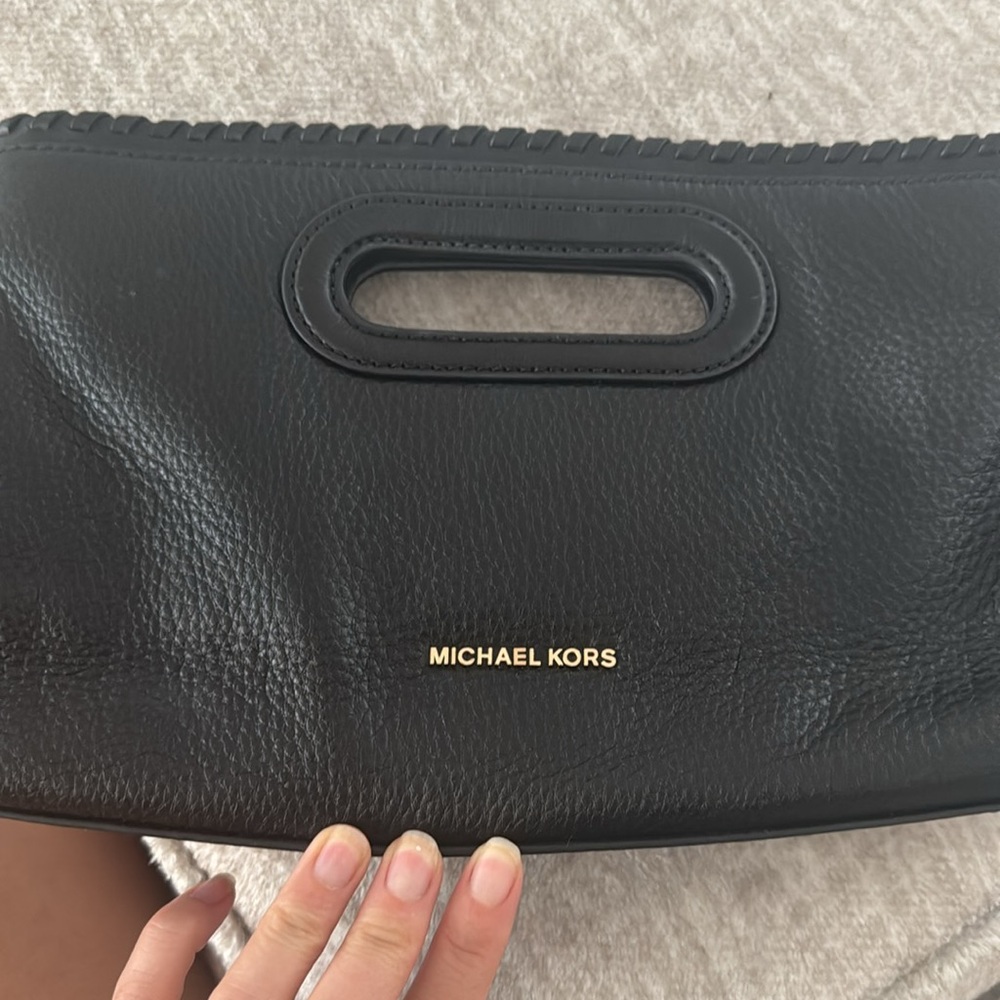 Michael Kors Black Clutch with Silver Accent - Picture 2 of 5